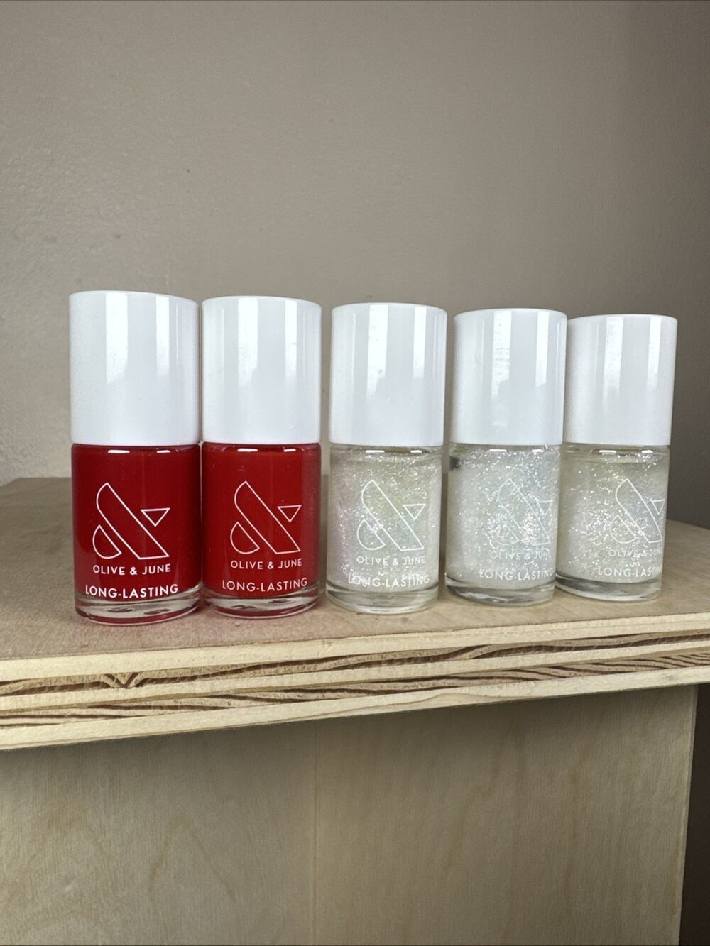 Olive & June Nail Polish 13. 5 Ml .46 Fl Oz Red Glitter Set Of 5 Lot 10